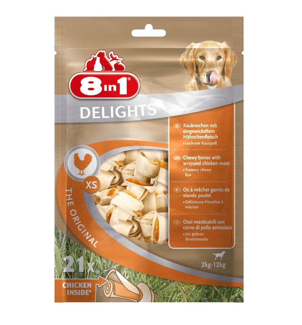 8in1 Delights XS Kości z Kurczakiem dla Psów 21 szt.