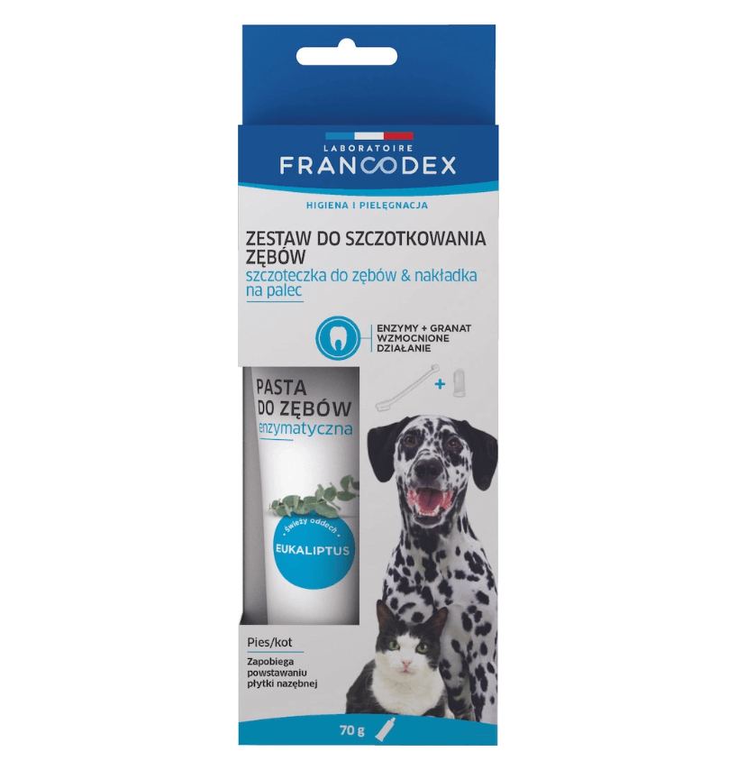 FRANCODEX Zestaw pasta i szczoteczka do zębów psa/kota