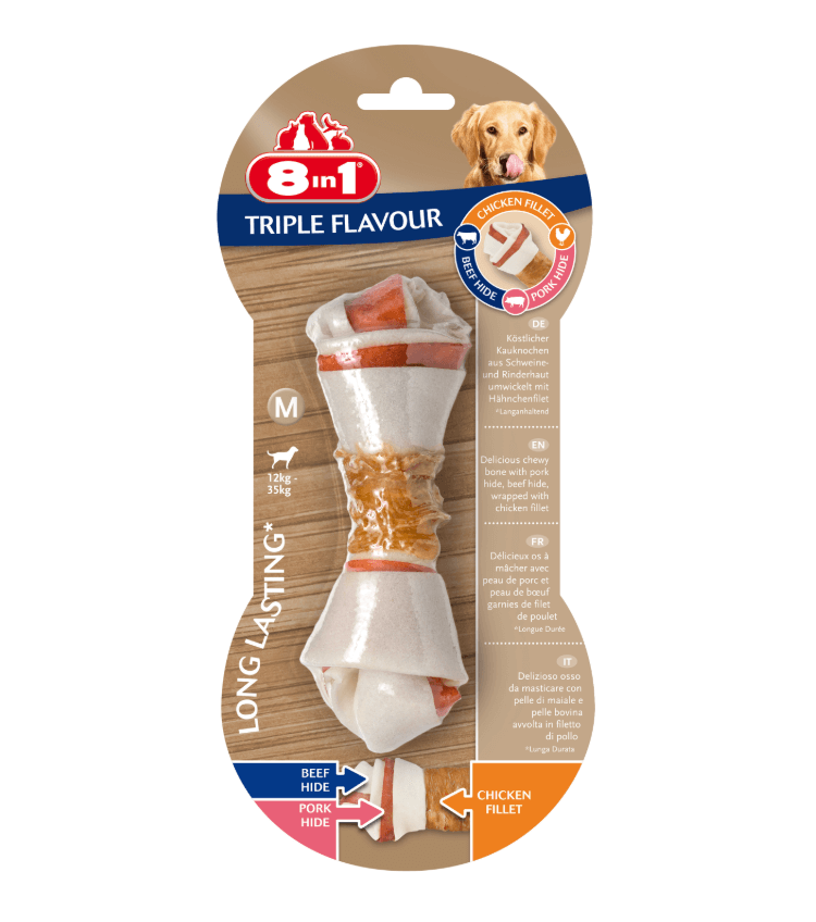 8in1 Triple Flavour – Kość do żucia M, 1 szt.