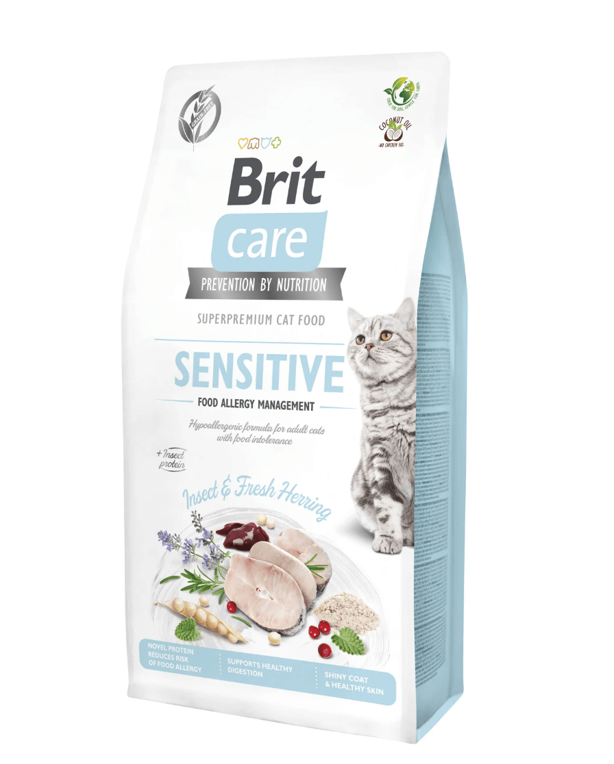Brit Care Cat Sensitive – owady i śledź, karma dla alergików