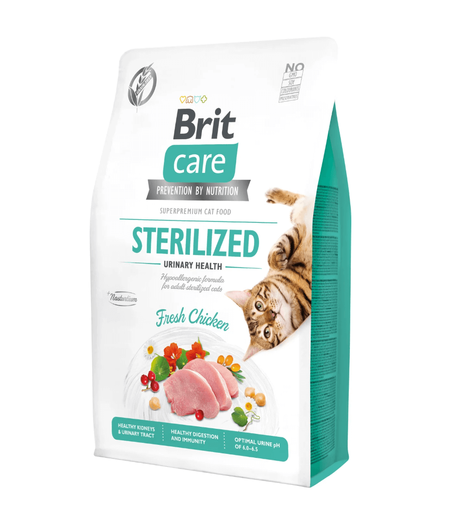 Brit Care Cat Sterilized – kurczak, zdrowe drogi moczowe i odporność