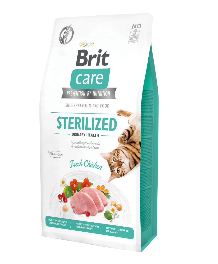 Brit Care Cat Sterilized – kurczak, zdrowe drogi moczowe i odporność