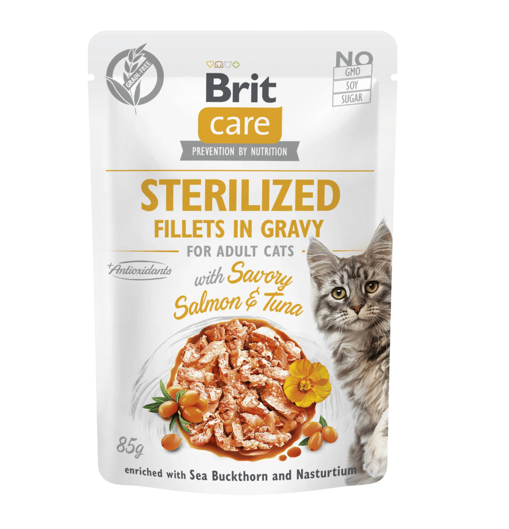 Brit Care Sterilized Łosoś i Tuńczyk 85g – karma mokra