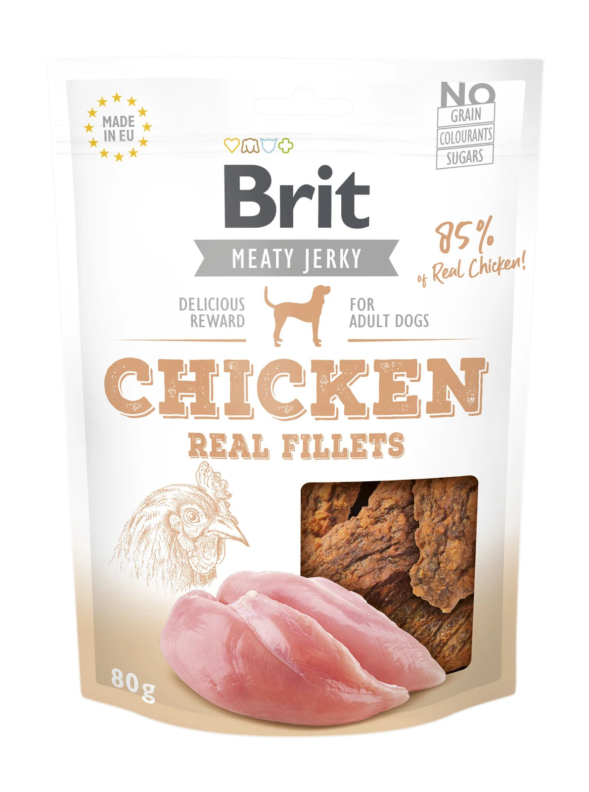 Brit Jerky Beef & Chicken – 85% mięsa dla dorosłych psów 200g