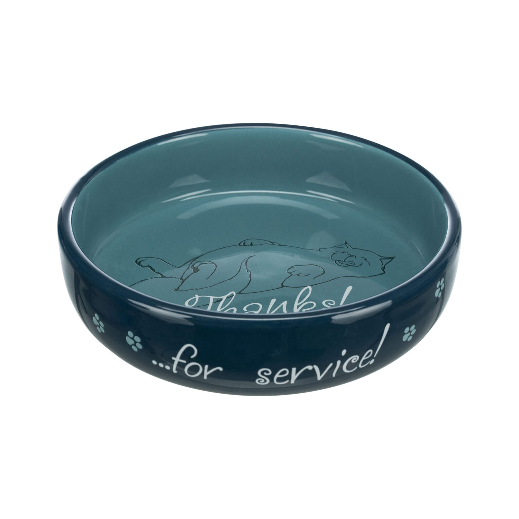 Miska ceramiczna dla kota, ciemnoturkusowa, 0.3 l/15 cm