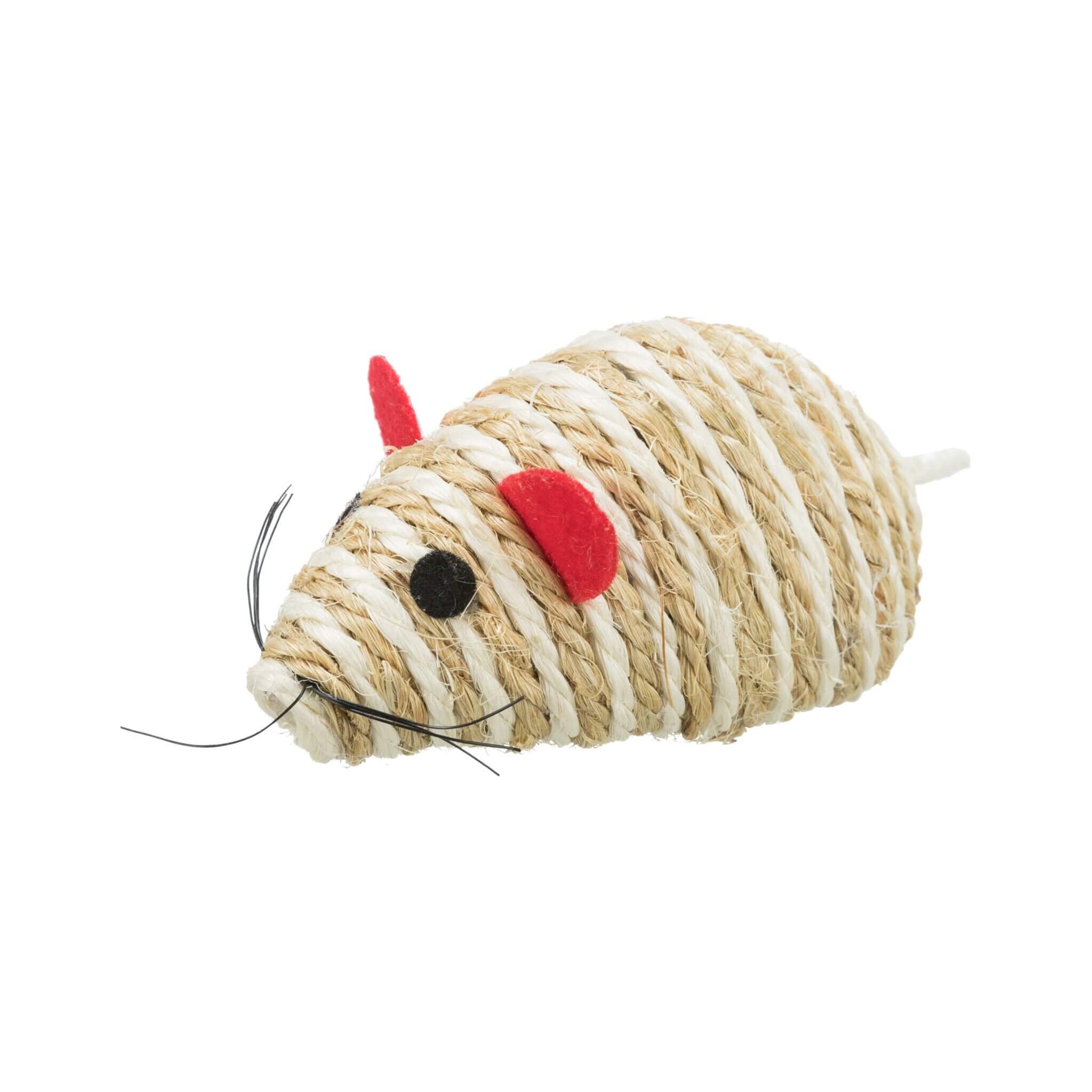 Mysz z sizalu XXL HappyMiau z dzwonkiem 10 cm