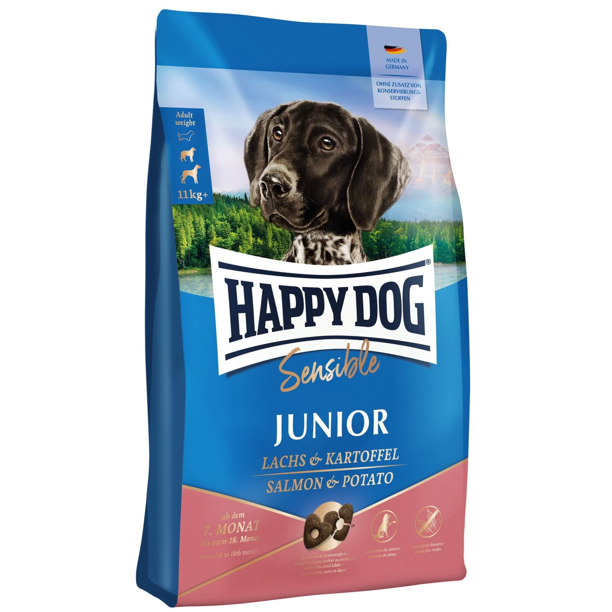 Happy Dog Junior Łosoś i Ziemniak 1kg – bezglutenowa karma